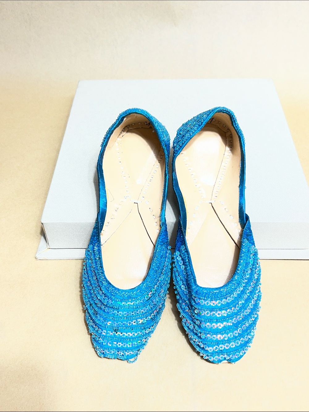 Indian Hand made blue Sequined Women’s Ballet Flats.